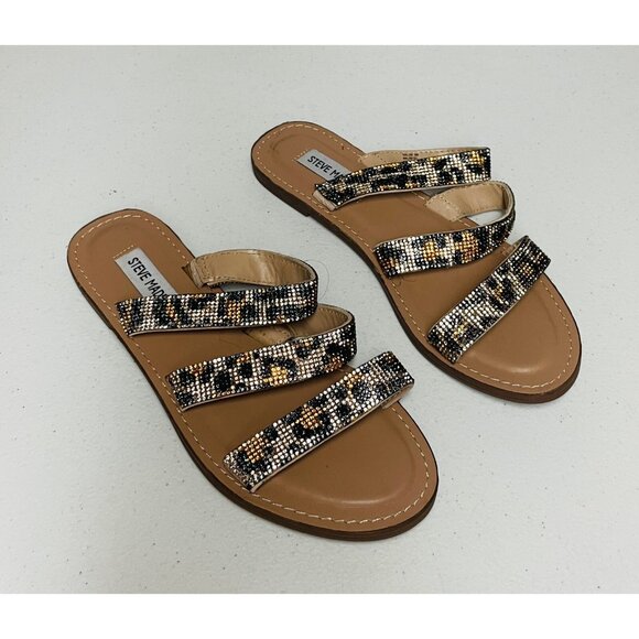 Steve Madden Animal Print Malise Leopard Crystal Sandals Size 8 M - Picture 1 of 5